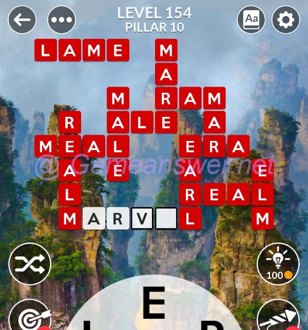 Wordscapes Level 154 Answers Bonus Words GameAnswer