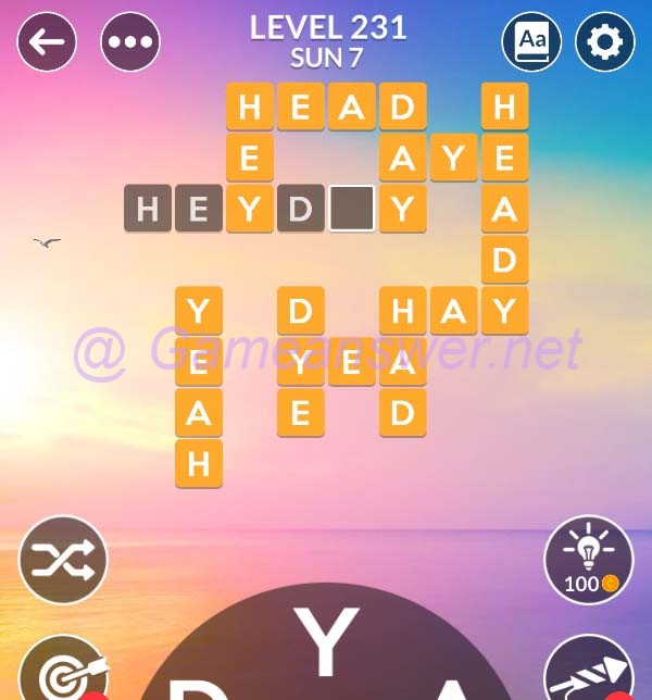 Wordscapes Level 231 Answers Bonus Words GameAnswer